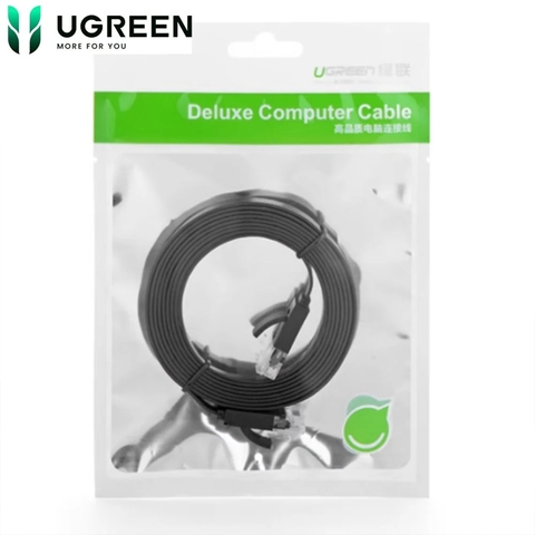 Dây cáp mạng RJ45 CAT6 1Gb 250Mhz Ugreen 50180 dây dẹt màu đen dài 15M