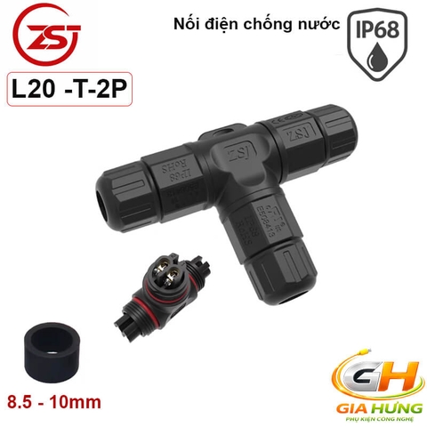 Đầu Cút Nối Chia Dây Điện Chống Nước IP68 3 Ngả Chữ T ZSJ L20T-2P Dùng Cho Dây 2.5mm²