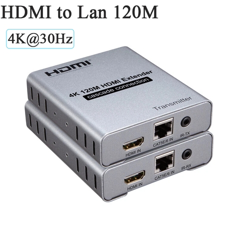 Bộ mở rộng HDMI 4K 120m qua cáp mạng Cat6, hỗ trợ nối tầng Cascade nhiều màn hình, 4K@30Hz, DTS Dolby, loop-out, vỏ nhôm tản nhiệt tốt.