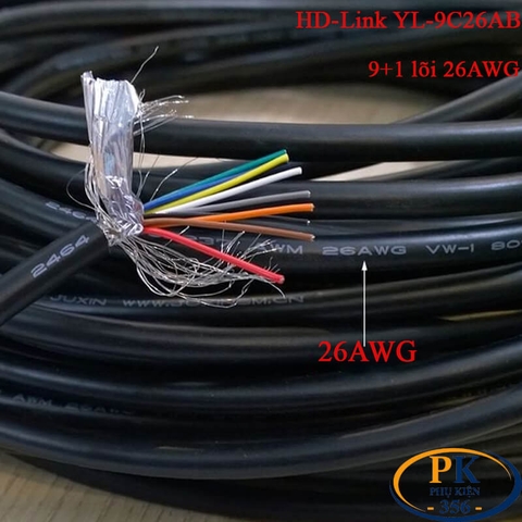 Dây tín hiệu 9+1 lõi 26AWG làm cáp COM DB9 RS232 chính hãng HD-link YL-9C26AB