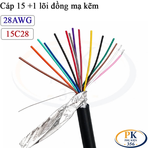 Dây Cáp Điều Khiển 15+1 Lõi Đồng Mạ Kẽm 28AWG 15C28 Chống Nhiễu Dùng Cho RS232, RS485