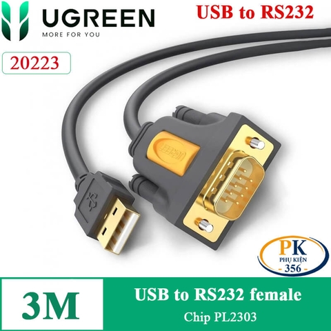 Cáp chuyển đổi USB sang RS232 COM DB9 UGREEN CR104 20210 dài 1M chíp PL2303