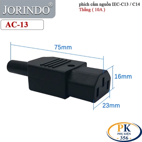 Phích Cắm Nguồn IEC 60320 C13 10A 250V JORINDO AC-13-14 Thẳng