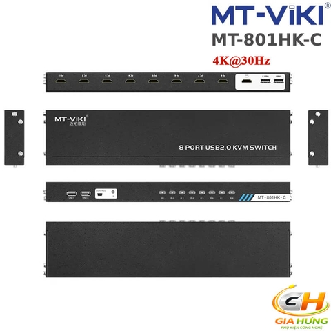 Bộ Chuyển Mạch HDMI USB KVM Switch 8 Ra 1 MT-VIKI MT-801HK-C | Hỗ Trợ 4K 30Hz