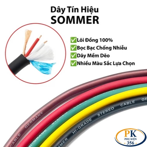 Dây cáp tín hiệu âm thanh 2 lõi microphone  SUMMER – dây làm cáp audio DIY 3.5mm, RCA AV Canon 6.5mm