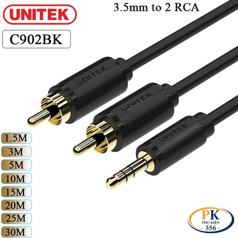Dây Cáp Audio 3.5mm Sang 2 AV RCA (Hoa Sen) Unitek dài 1.5M đến 30M
