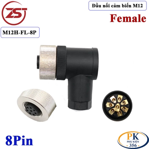 Đầu nối cảm biến M12 8 pin thẳng cái chống nước IP67 M12H-F-8P chính hãng ZSJ