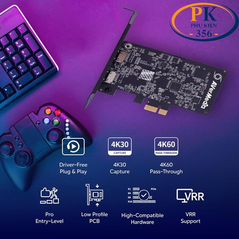 Card PCIe X1 ghi hình HDMI 4K@30Hz livestream chính hãng Avermedia GC571