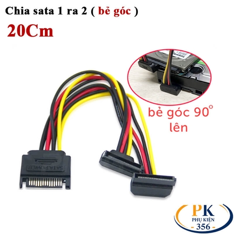 Dây Cáp chia nguồn SATA 1 ra 2 dài 20cm cho HDD SSD PC góc