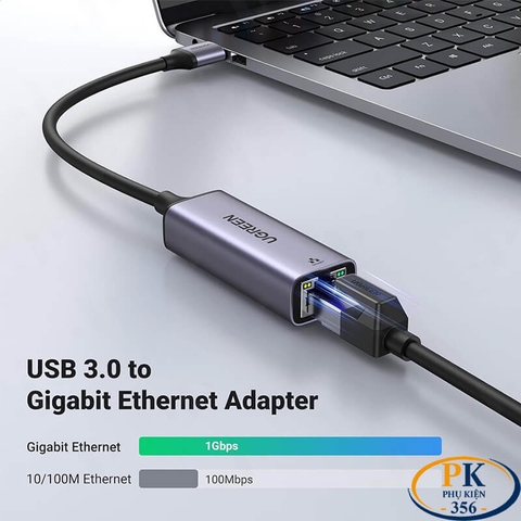 Cáp Chuyển USB 3.0 to LAN Gigabit 1Gbps Ugreen 50922 CM209 Chipset AX88179 Vỏ Nhôm Màu Ghi