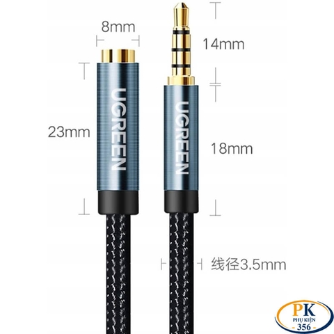 Dây Nối Dài Audio AUX 3.5mm 2 Đầu 4 Nấc TRRS Ugreen AV118 – Hỗ Trợ Mic, Tai Nghe