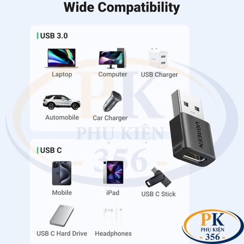 Đầu Chuyển USB 2.0 Type-A Sang USB Type-C Cái Ugreen 45275 Chính Hãng (Túi 2 Chiếc)