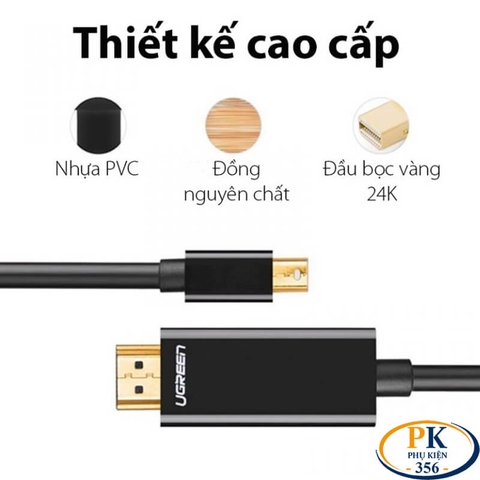Cáp chuyển Mini DisplayPort Thunderbolt sang HDMI 4K@30Hz MD101 Ugreen 10455 dài 3M