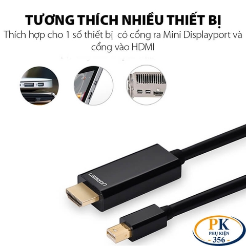 Cáp chuyển Mini DisplayPort Thunderbolt sang HDMI 4K@30Hz MD101 Ugreen 20848 dài 1.5M