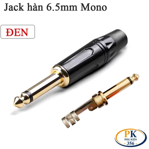 Đầu hàn jack 6.5mm stereo (6 ly) mạ vàng – Vỏ kim loại, dùng cho cáp 3–6mm - Thẳng