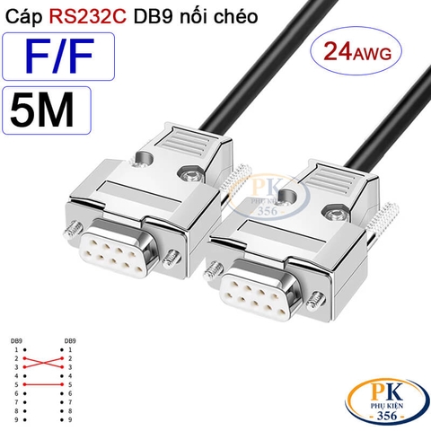 Dây cáp RS232C DB9 nối chéo 2 đầu cái Null Modem 24AWG vỏ thép cao cấp 0.5M-40M
