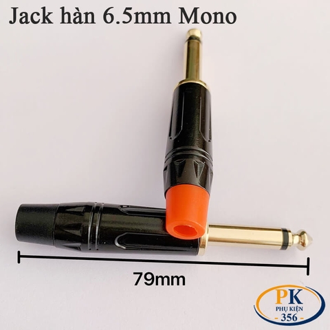 Đầu hàn jack 6.5mm mono (jack thẳng) mạ vàng – Vỏ kim loại, dùng cho cáp 3–6mm