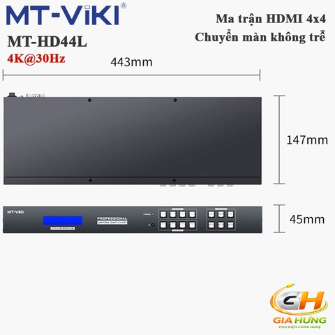 Bộ Chia Chuyển Mạch Ma Trận HDMI 4K@30Hz 4 Ra 4 MT-VIKI MT-HD44L – Chuyển Cảnh Không Trễ | Chính Hãng