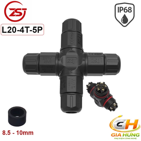 Đầu Cút Nối Chia Dây Điện Chống Nước IP68 4 Ngả ZSJ L20-4T-2P Dùng Cho Dây 2.5mm²