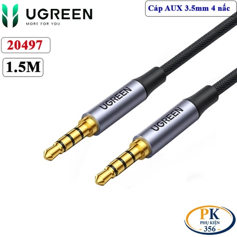 Dây Audio AUX 3.5mm 2 Đầu 4 Nấc TRRS Ugreen AV183 – Hỗ Trợ Mic, Tai Nghe