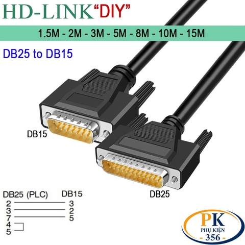 Cáp chuyển DB25 dương sang DB15 dương dùng cho PLC Programming DB25M to DB15M dài 1.5M – 15M (Thay thế OP-4CBL-2)