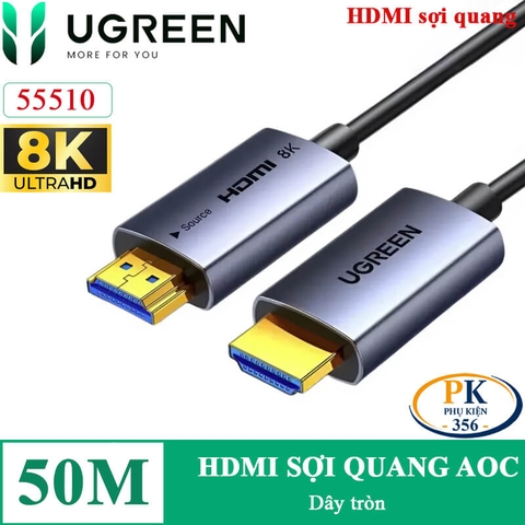 Dây cáp HDMI sợi quang AOC 2.1 chuẩn 8K@60Hz, 4K@240Hz chính hãng Ugreen HD183 dài 10M – 50M