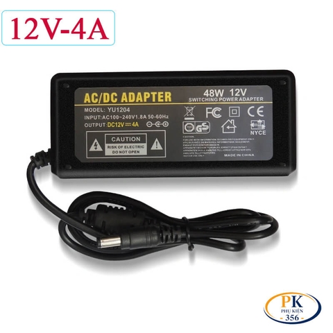 Adapter DC 12V 4A 48W YU1204 – Nguồn Ổn Định, Jack 5.5×2.5mm, Chống Nhiễu