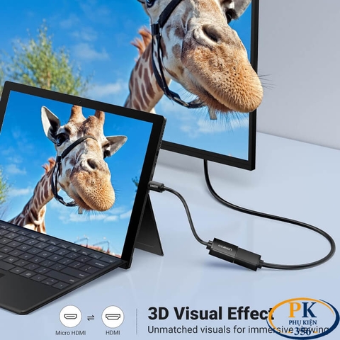 Cáp chuyển Micro HDMI sang HDMI 2.0 4K@60Hz chính hãng Ugreen 20134 dài 15Cm cao cấp