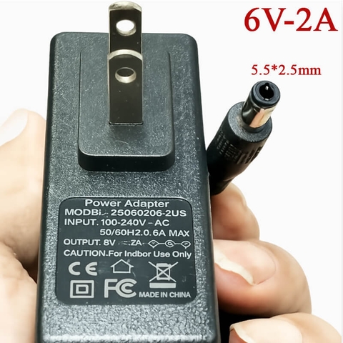 Củ nguồn DC Adapter 6V-2A 12W chân cắm tròn 5.5*2.5mm ZB060200-2US