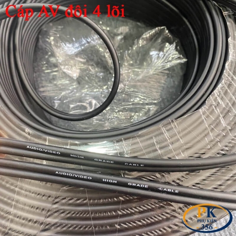 Dây cáp tín hiệu âm thanh AV đôi 4 lõi 22AWG – Dùng cho 3.5mm sang 2 AV, AV 2 ra 2