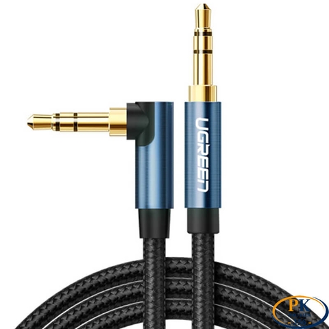 Dây Audio AUX 3.5mm bẻ góc Ugreen AV112 dài 1M 1.5M 2M Dây Bọc Lưới Cao Cấp