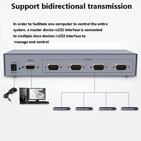 Bộ Chia RS232 DTECH DT-5047 1 Input 2 Output Chính Hãng