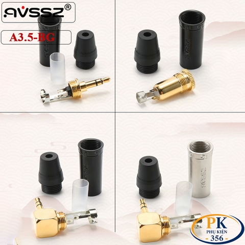 Giắc Hàn Audio 3.5mm Stereo bẻ góc AVSSZ A3.5-BGS Mạ Vàng