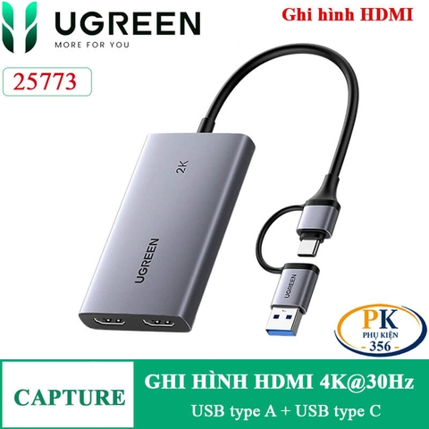 USB Ghi Hình HDMI Ugreen CM726-25773 USB 3.0 – Capture 1080P60, HDMI Loop Out 4K, Livestream Chuyên Nghiệp