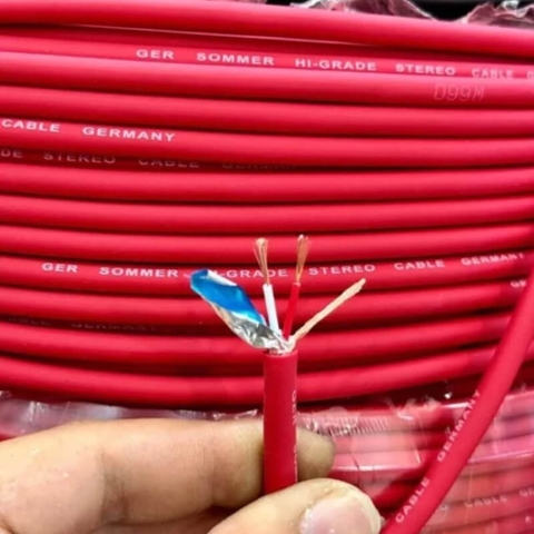 Dây cáp âm thanh DIY XLR 3 pin cái sang đực bẻ góc 90 độ dài 0.5M – 50M (dây màu đỏ)