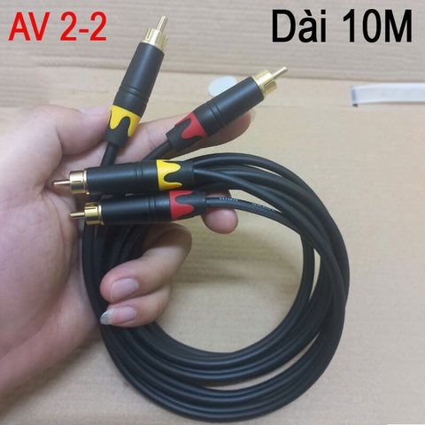 Dây cáp âm thanh RCA hoa sen DIY 2 ra 2 (R/L) cho loa, Amply dài 10M