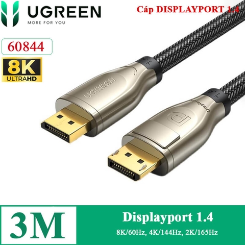 Dây cáp Displayport 1.4 8K@60Hz DP112 chính hãng Ugreen dài 1M 2M 3M 60842, 60843, 60844