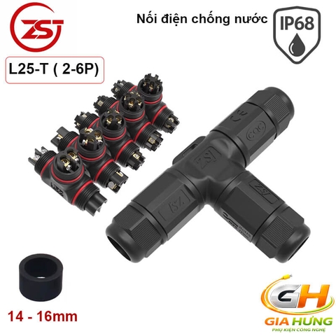 Đầu Cút Chia Dây Điện Chống Nước IP68 3 Ngả Chữ T ZSJ L25-T Dùng Cho Dây 2–5 Lõi Chính Hãng