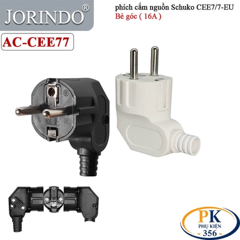 Phích Cắm Nguồn 2 Chân EU CEE 7/7 Schuko 250V-16A chính hãng JORINDO AC-CEE77 - Thẳng