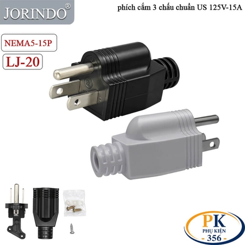 Đầu Phích Cắm Nguồn 3 Chấu Mỹ US NEMA 5-15P 125V/15A LJ-20
