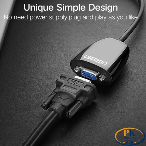 Cáp chuyển HDMI sang VGA full HD MM102 chính hãng Ugreen 40253 dài 20CM