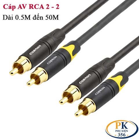 Dây Cáp Âm Thanh DIY 2 RCA Đực Sang 2 RCA Đực Dài 0.5M – 50M, Lõi Đồng OFC 22AWG, Jack RCA Mạ Vàng