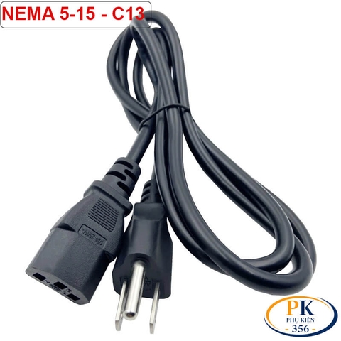 Dây Nguồn Máy Tính C13 NEMA 5-15 Chuẩn US | Lõi Đồng 3x1.0mm² An Toàn, Bền Bỉ