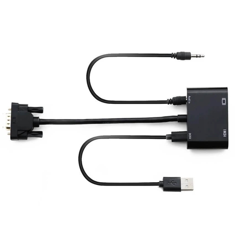 Cáp Chuyển Đổi VGA Sang HDMI Và VGA Dài 25cm Full HD 1080P – Có USB Cấp Nguồn, Xuất 2 Màn Hình Đồng Thời
