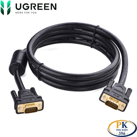 Dây cáp VGA 1.5M 3C+9 VG101 cao cấp dùng cho Máy tính, máy chiếu chính hãng Ugreen 11630
