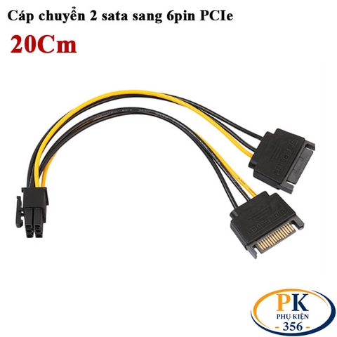 Dây cáp chuyển nguồn sata sang 6pin pcie dài 20cm cho VGA card màn hình