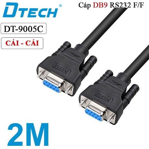 Dây Cáp COM DB9 RS232 Cái sang Cái Dtech DT-9005C F/F dài 1.5M - 5M