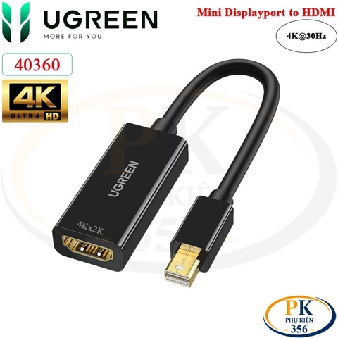 Cáp chuyển Mini DisplayPort sang HDMI 4K Ugreen 40360 giúp kết nối MacBook và các thiết bị có cổng Mini DisplayPort (Thunderbolt 2) với màn hình