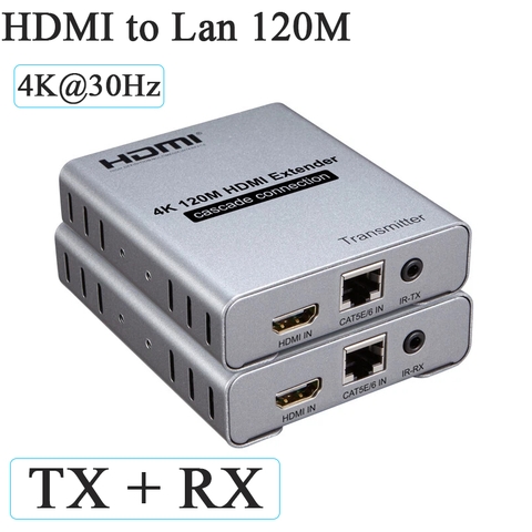 Bộ mở rộng HDMI 4K 120m qua cáp mạng Cat6, hỗ trợ nối tầng Cascade nhiều màn hình, 4K@30Hz, DTS Dolby, loop-out, vỏ nhôm tản nhiệt tốt.