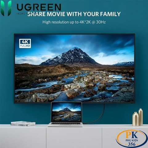 Dây cáp chuyển Displayport sang HDMI 1.4 4K@30Hz DP101 chính hãng Ugreen dài 1M 1.5M 2M 3M 5M 10238 10239 10202 10203 10204